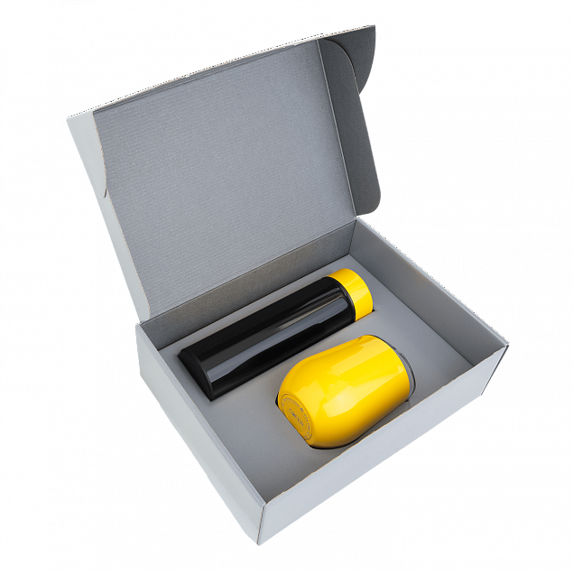 Набор Hot Box Duo CB grey (черный с желтым) с логотипом  заказать по выгодной цене в кибермаркете AvroraStore