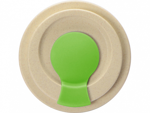Стакан с пшеничным волокном с силиконовой манжетой и клапаном на крышке, зеленое яблоко с логотипом  заказать по выгодной цене в кибермаркете AvroraStore
