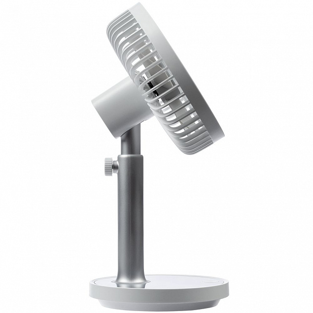 Настольный беспроводной вентилятор с подсветкой inBreeze, белый c серым с логотипом  заказать по выгодной цене в кибермаркете AvroraStore