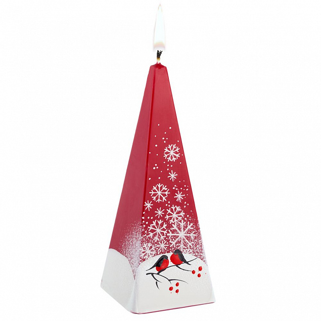 Свеча ручной работы «Снегири на снегу», в форме пирамиды с логотипом  заказать по выгодной цене в кибермаркете AvroraStore