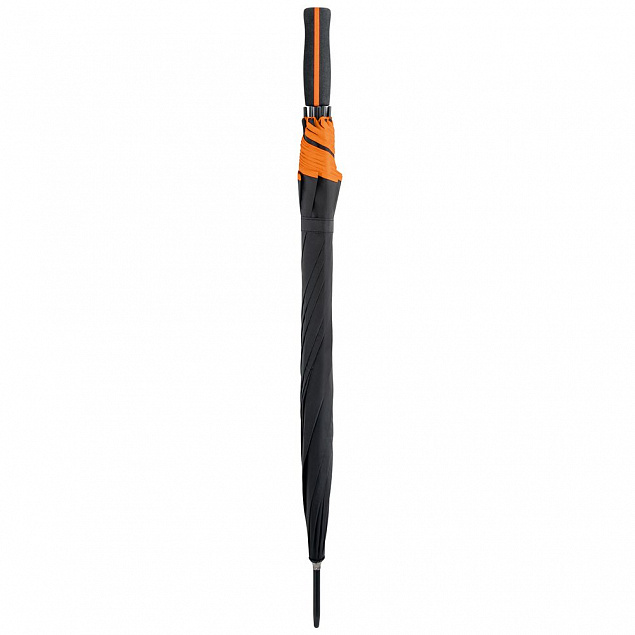 Зонт-трость Jenna, черный с оранжевым с логотипом  заказать по выгодной цене в кибермаркете AvroraStore