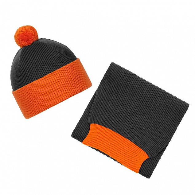 Шапка Snappy, темно-серая с оранжевым с логотипом  заказать по выгодной цене в кибермаркете AvroraStore