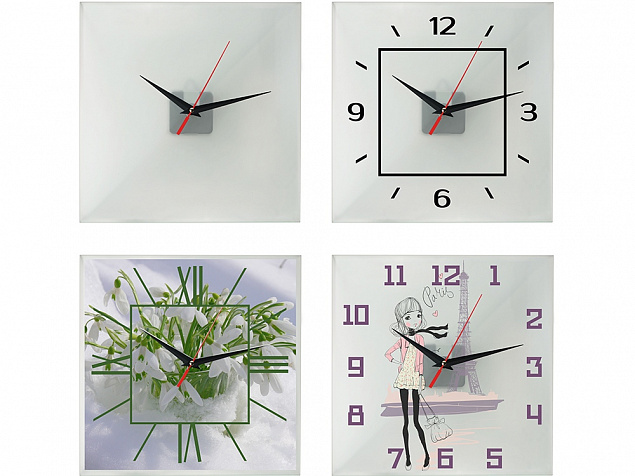 Часы настенные квадратные из стекла 28х28 см Nile с логотипом  заказать по выгодной цене в кибермаркете AvroraStore
