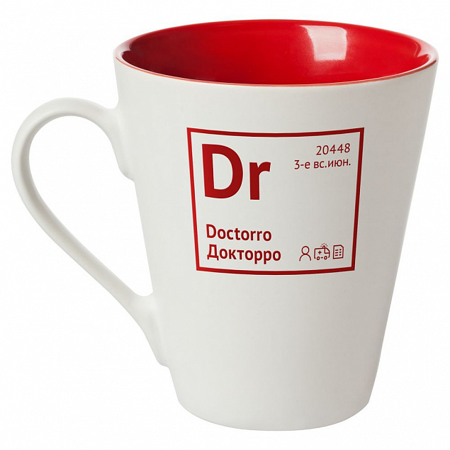 Кружка «Разделение труда. Докторро», белая с красным с логотипом  заказать по выгодной цене в кибермаркете AvroraStore