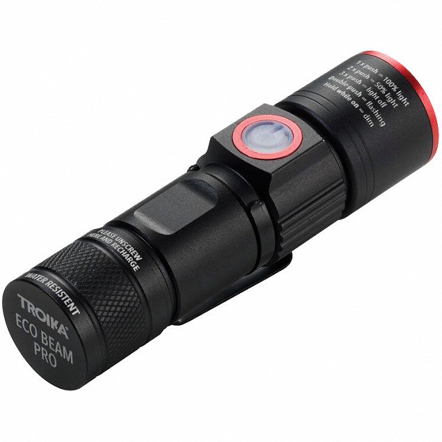 Аккумуляторный фонарь Eco Beam Pro, черный с логотипом  заказать по выгодной цене в кибермаркете AvroraStore