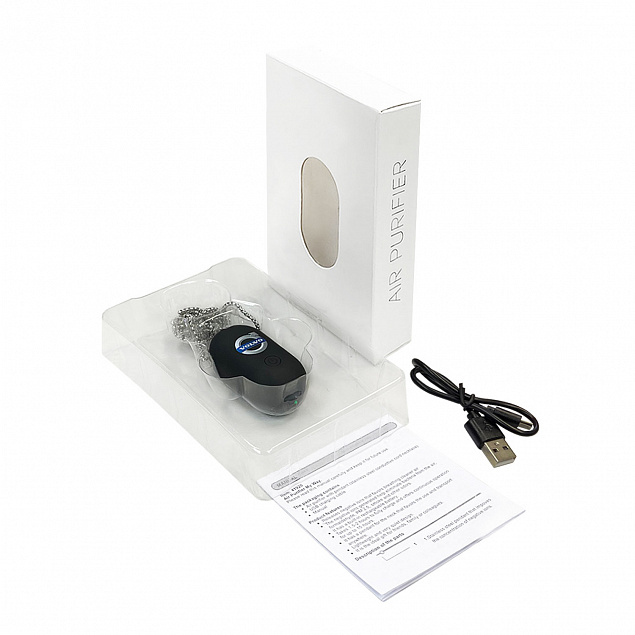 Портативный дезинфектор-ионизатор, черный, покрытие soft touch с логотипом  заказать по выгодной цене в кибермаркете AvroraStore
