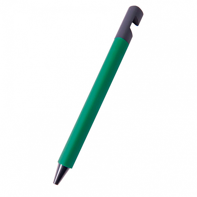 N5 soft,  ручка шариковая, зеленый/черный, пластик,soft-touch, подставка для смартфона с логотипом  заказать по выгодной цене в кибермаркете AvroraStore