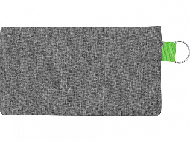 Универсальный пенал из переработанного полиэстера RPET Holder, серый/зеленый с логотипом  заказать по выгодной цене в кибермаркете AvroraStore