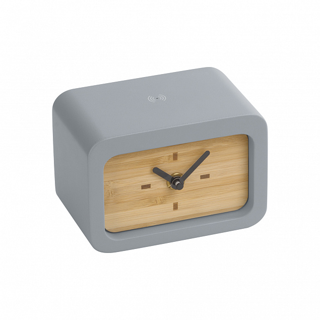 Часы "Stonehenge" с беспроводным зарядным устройством, камень/бамбук с логотипом  заказать по выгодной цене в кибермаркете AvroraStore