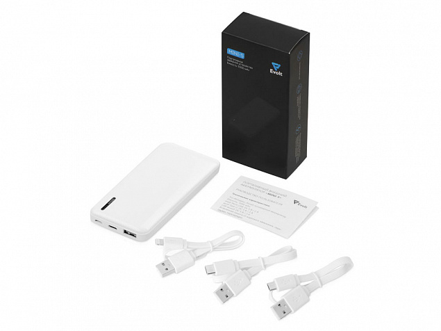 Внешний аккумулятор Evolt Mini-5, 5000 mAh, белый с логотипом  заказать по выгодной цене в кибермаркете AvroraStore
