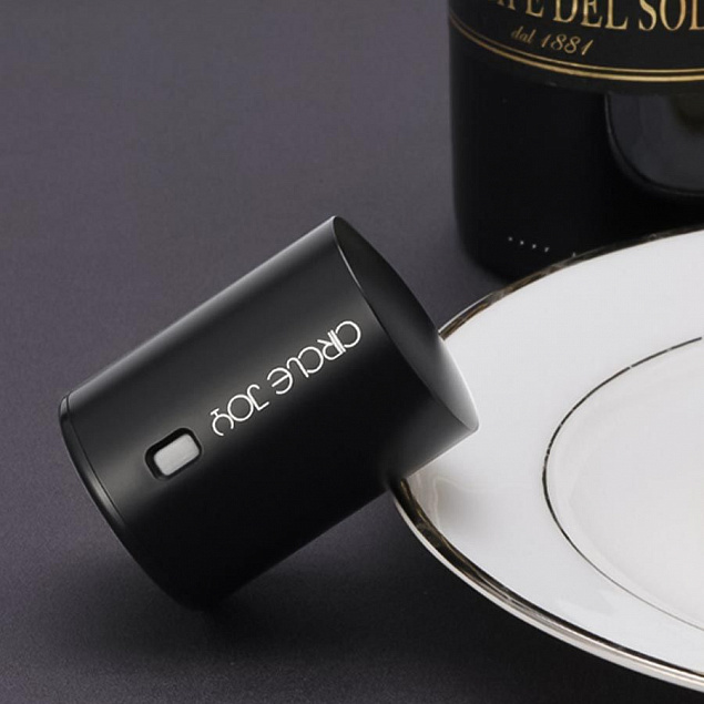 Вакуумная пробка для вина Wine Sealer, черная с логотипом  заказать по выгодной цене в кибермаркете AvroraStore