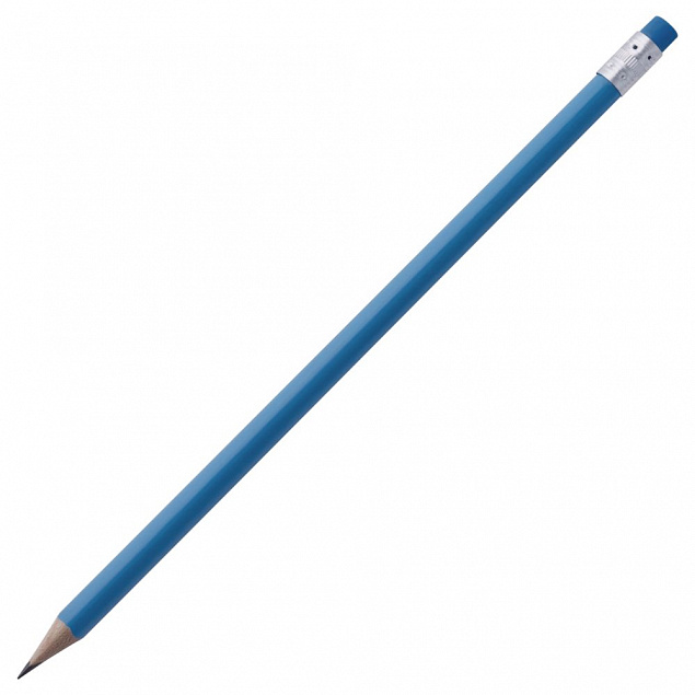 Карандаш простой Triangle с ластиком, синий с логотипом  заказать по выгодной цене в кибермаркете AvroraStore