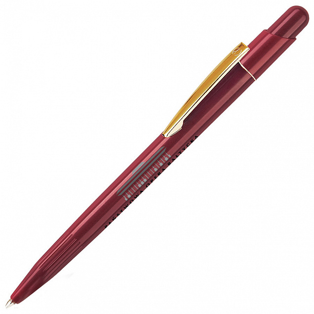 MIR, ручка шариковая с золотистым клипом, бордо, пластик/металл с логотипом  заказать по выгодной цене в кибермаркете AvroraStore