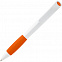 Ручка шариковая Grip, белая с оранжевым с логотипом  заказать по выгодной цене в кибермаркете AvroraStore