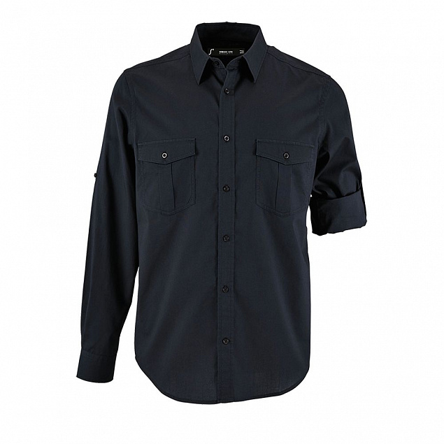 Рубашка мужская BURMA MEN, темно-синяя с логотипом  заказать по выгодной цене в кибермаркете AvroraStore