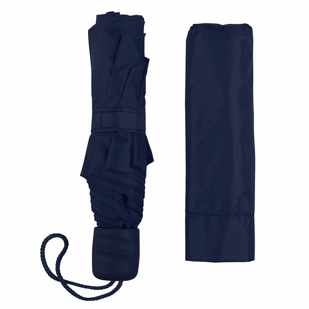 Зонт складной Basic, темно-синий с логотипом  заказать по выгодной цене в кибермаркете AvroraStore