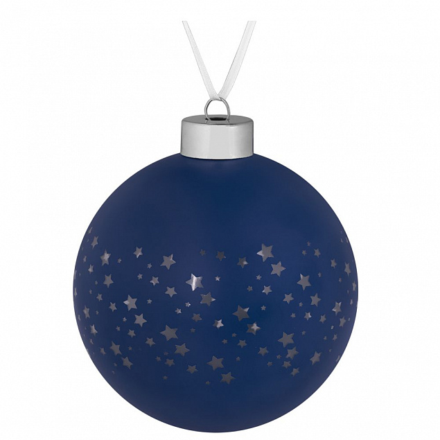 Елочный шар Stars, 10 см, синий с логотипом  заказать по выгодной цене в кибермаркете AvroraStore