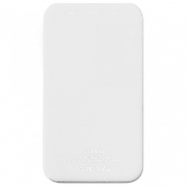 Внешний аккумулятор Uniscend Half Day Compact 5000 мAч, белый с логотипом  заказать по выгодной цене в кибермаркете AvroraStore