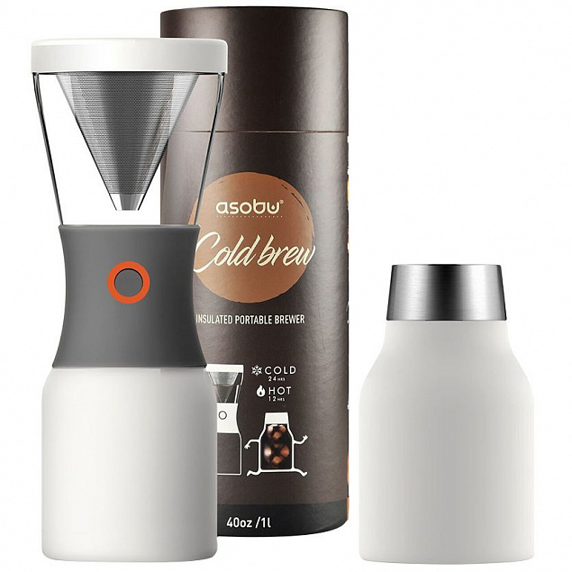 Портативная кофеварка Cold Brew, белая с логотипом  заказать по выгодной цене в кибермаркете AvroraStore