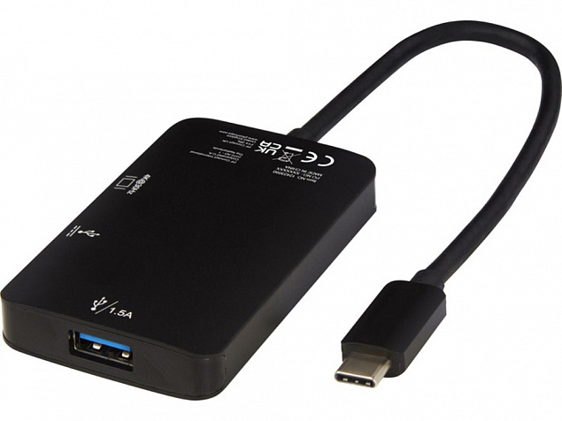 ADAPT Алюминиевый мультимедийный переходник Type-C (USB-A/Type-C/HDMI), черный с логотипом  заказать по выгодной цене в кибермаркете AvroraStore