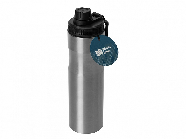 Бутылка для воды Supply Waterline, нерж сталь, 850 мл, серебристый/черный с логотипом  заказать по выгодной цене в кибермаркете AvroraStore