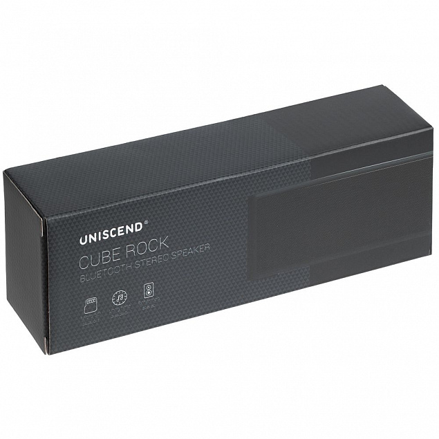 Беспроводная стереоколонка Uniscend Cube Rock, темно-серая с логотипом  заказать по выгодной цене в кибермаркете AvroraStore