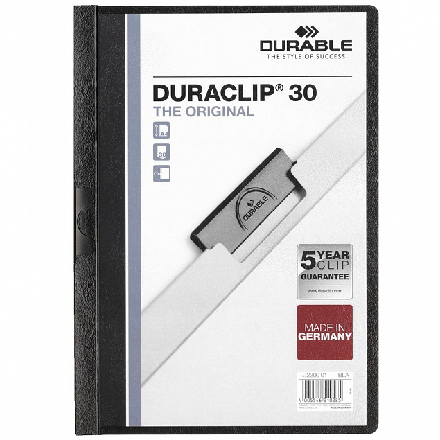 Папка Duraclip Original, черная с логотипом  заказать по выгодной цене в кибермаркете AvroraStore