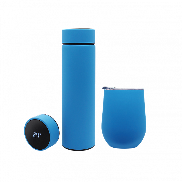 Набор Hot Box C (софт-тач) W, голубой с логотипом  заказать по выгодной цене в кибермаркете AvroraStore