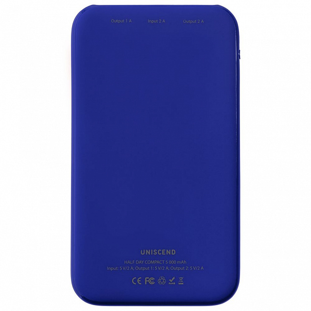 Внешний аккумулятор Uniscend Half Day Compact 5000 мAч, синий с логотипом  заказать по выгодной цене в кибермаркете AvroraStore