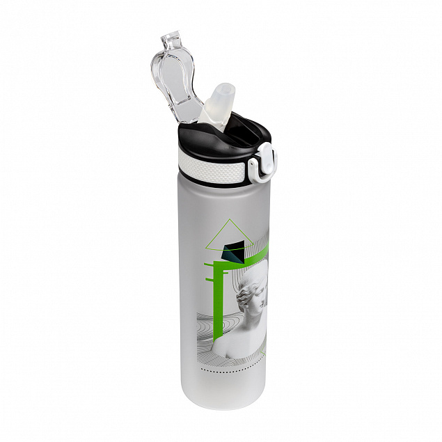 Бутылка для воды Flip, белая INSPIRE с логотипом  заказать по выгодной цене в кибермаркете AvroraStore