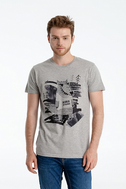 Футболка «Волка футболка», серый меланж с логотипом  заказать по выгодной цене в кибермаркете AvroraStore