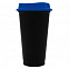 Стакан с крышкой Color Cap Black, черный с синим с логотипом  заказать по выгодной цене в кибермаркете AvroraStore