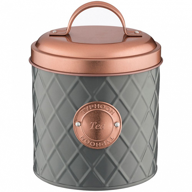 Емкость для хранения чая Copper Lid, серая с логотипом  заказать по выгодной цене в кибермаркете AvroraStore