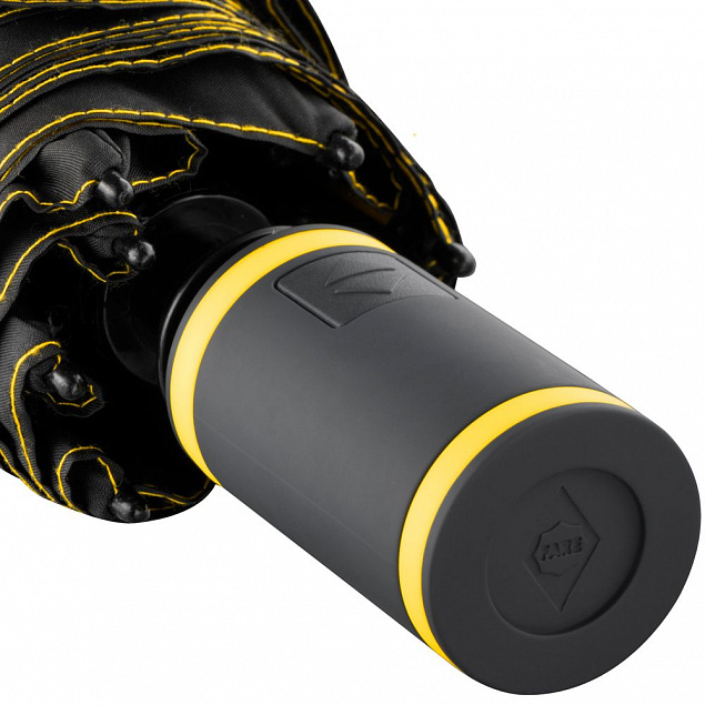 Зонт складной AOC Mini с цветными спицами, желтый с логотипом  заказать по выгодной цене в кибермаркете AvroraStore