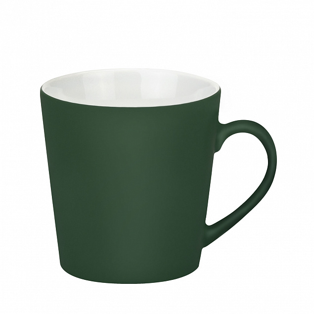 Керамическая кружка Sole, 350 ml, soft-touch, зеленая с логотипом  заказать по выгодной цене в кибермаркете AvroraStore