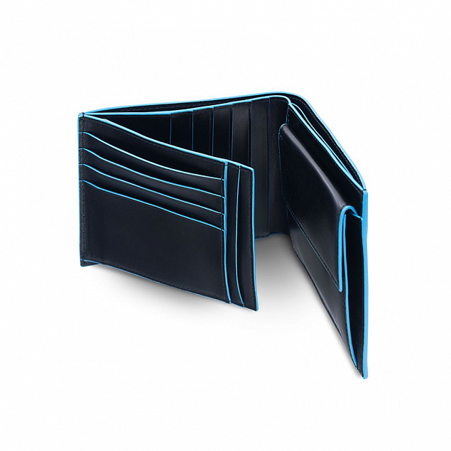 Портмоне Piquadro Blue Square, черное с логотипом  заказать по выгодной цене в кибермаркете AvroraStore