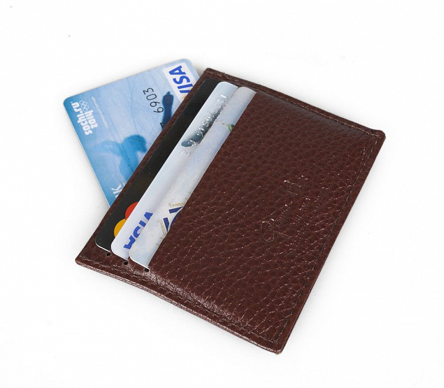 Футляр для кредитных карт, коричневый с логотипом  заказать по выгодной цене в кибермаркете AvroraStore