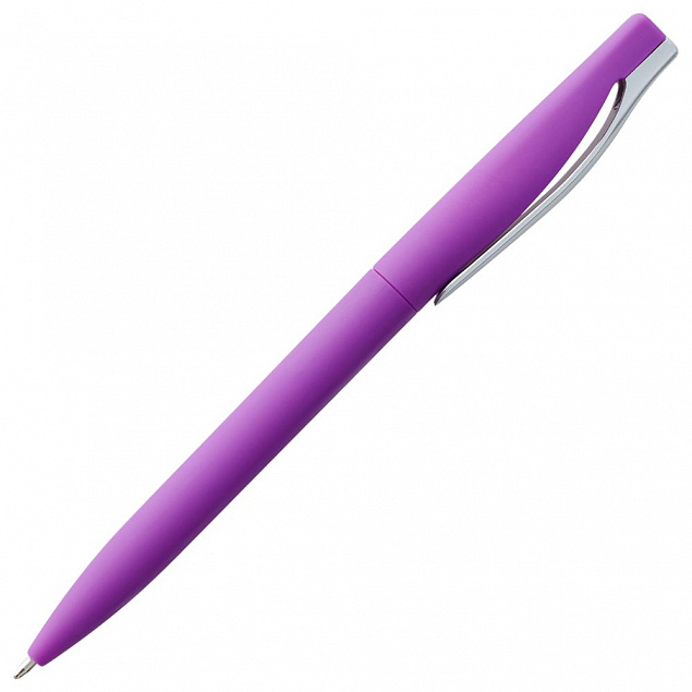Ручка шариковая Pin Soft Touch, фиолетовая с логотипом  заказать по выгодной цене в кибермаркете AvroraStore