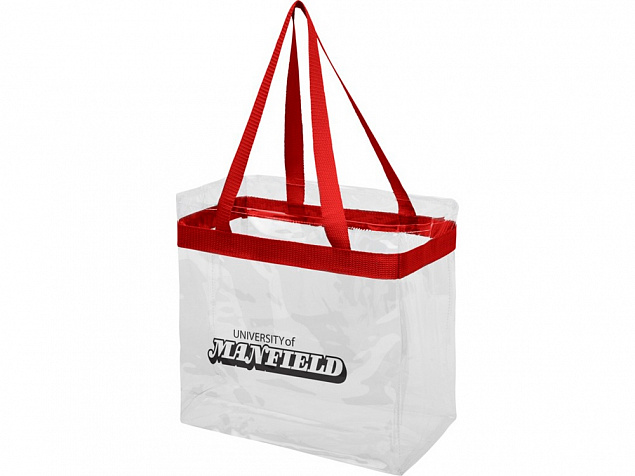 Сумка Hampton, прозрачный/красный с логотипом  заказать по выгодной цене в кибермаркете AvroraStore