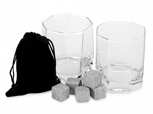 Набор для виски: 2 бокала, 6 камней, мешочек, коробка с логотипом  заказать по выгодной цене в кибермаркете AvroraStore