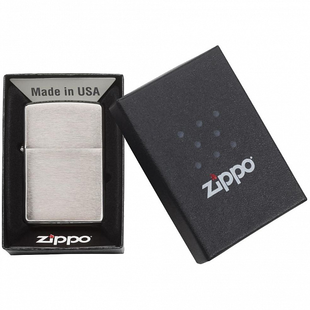 Зажигалка Zippo Classic Brushed, серебристая с логотипом  заказать по выгодной цене в кибермаркете AvroraStore