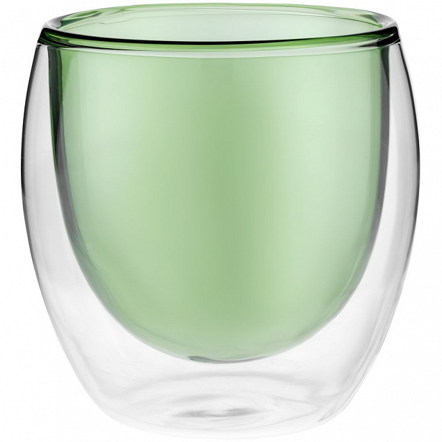 Стакан с двойными стенками Glass Bubble, зеленый с логотипом  заказать по выгодной цене в кибермаркете AvroraStore