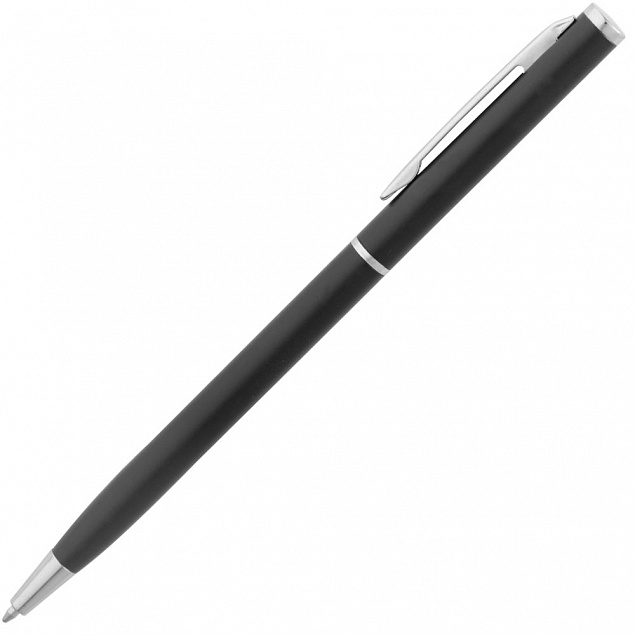 Ручка шариковая Hotel Chrome, ver.2, черная с логотипом  заказать по выгодной цене в кибермаркете AvroraStore