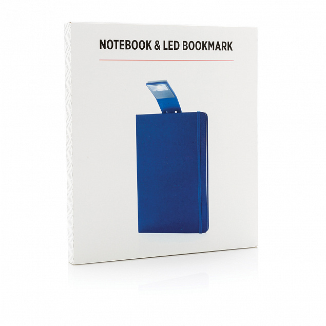 Блокнот с закладкой-фонариком, синий с логотипом  заказать по выгодной цене в кибермаркете AvroraStore