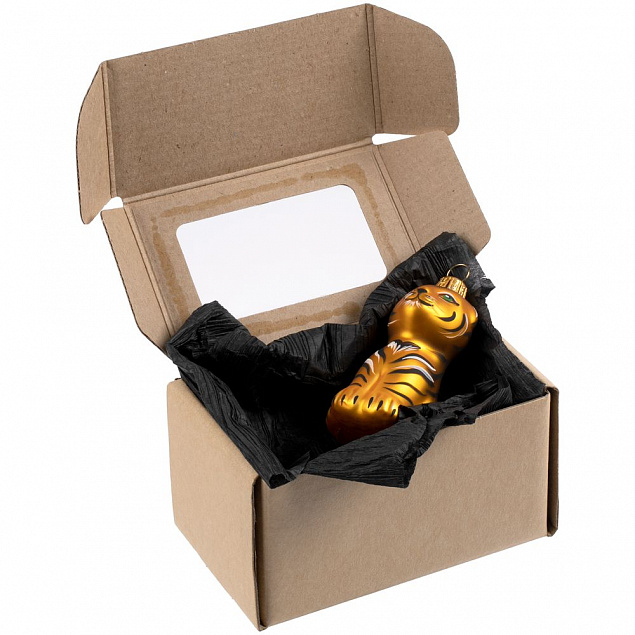 Елочная игрушка «Бенгальский тигренок» в коробке, золотой с росписью с логотипом  заказать по выгодной цене в кибермаркете AvroraStore