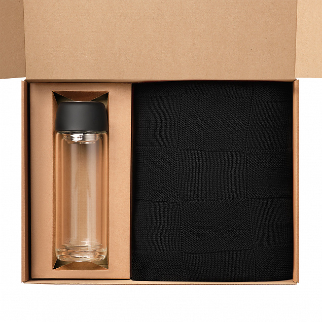 Подарочный набор Bianca, Cella, черный (плед, термобутылка) с логотипом  заказать по выгодной цене в кибермаркете AvroraStore