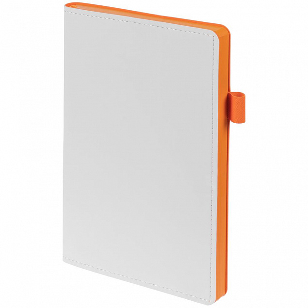 Ежедневник White Shall, недатированный, белый с оранжевым с логотипом  заказать по выгодной цене в кибермаркете AvroraStore