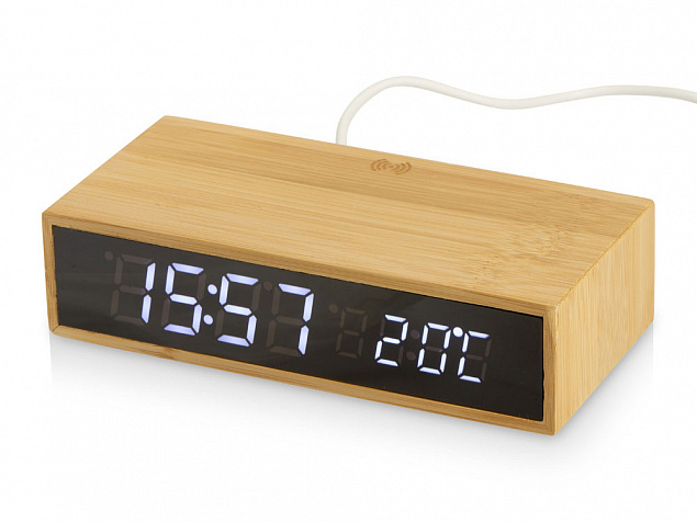 Часы настольные с беспроводной зарядкой «Index», 10 Вт с логотипом  заказать по выгодной цене в кибермаркете AvroraStore