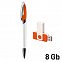 Набор ручка + флеш-карта 8Гб в футляре, белый/оранжевый с логотипом  заказать по выгодной цене в кибермаркете AvroraStore