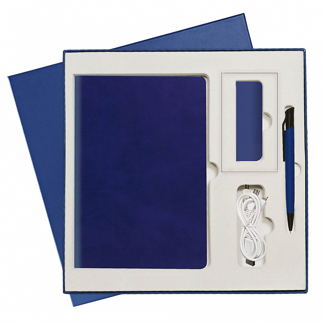 Подарочный набор Portobello/Vegas City синий (Ежедневник недат А5, Ручка, Power Bank) с логотипом  заказать по выгодной цене в кибермаркете AvroraStore